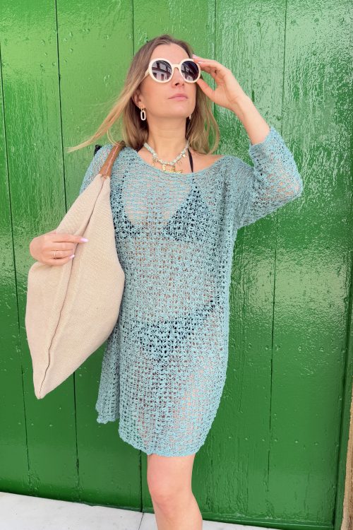 Vestido caftán verde. Colección Moon.