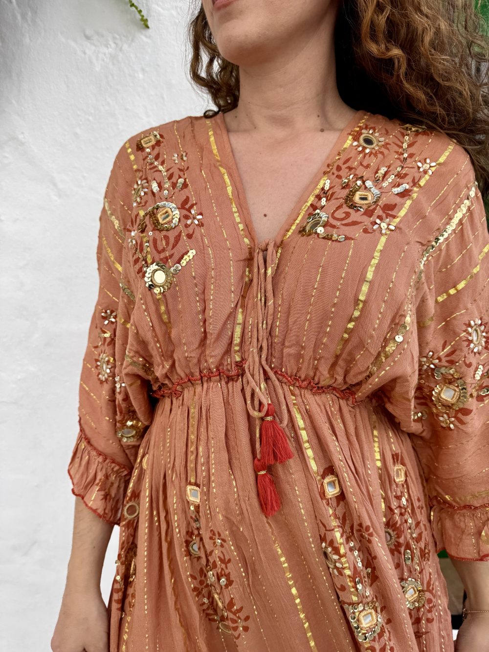 Vestido Italia boho terracotta - Imagen 3