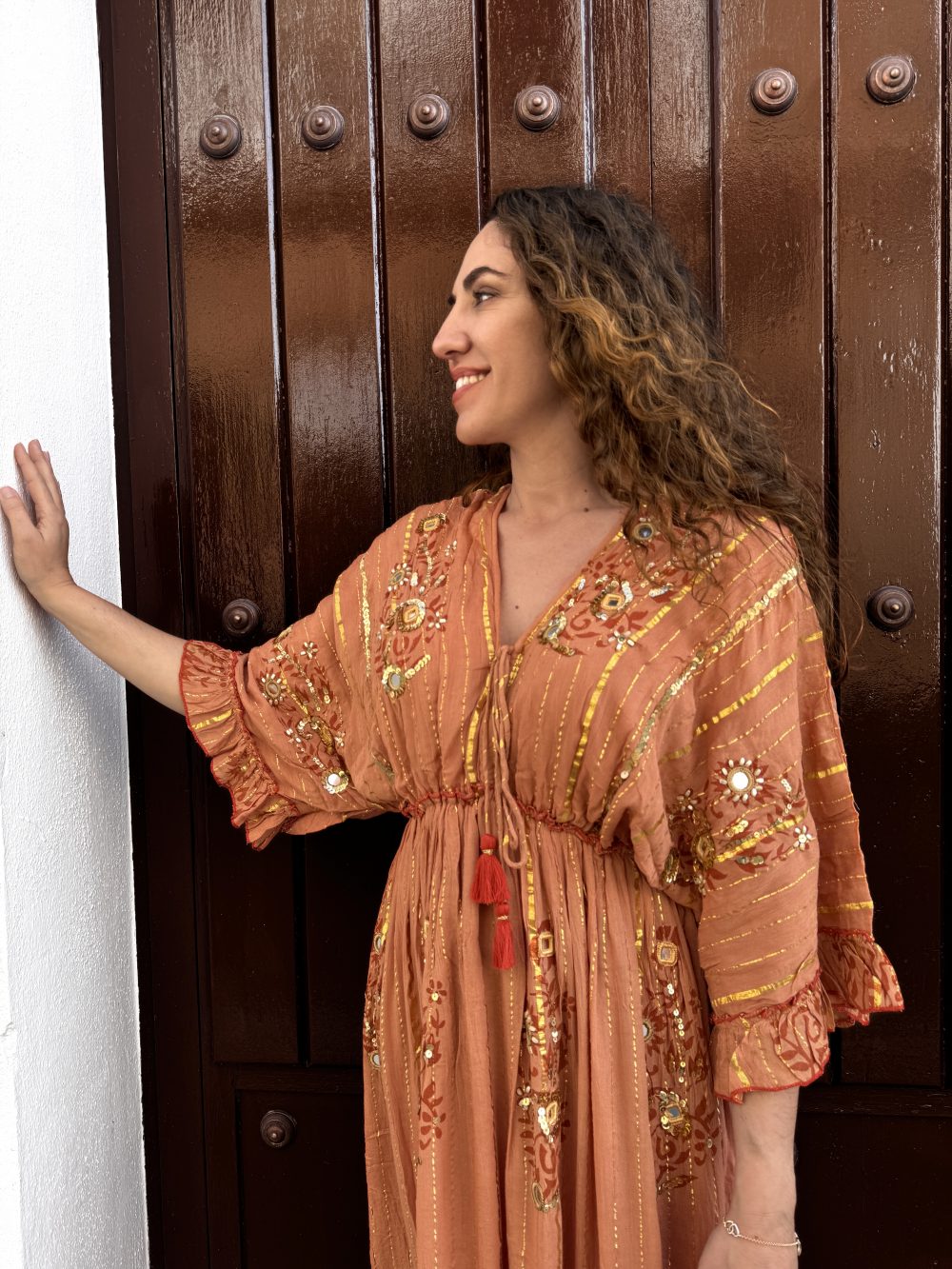 Vestido Italia boho terracotta - Imagen 2