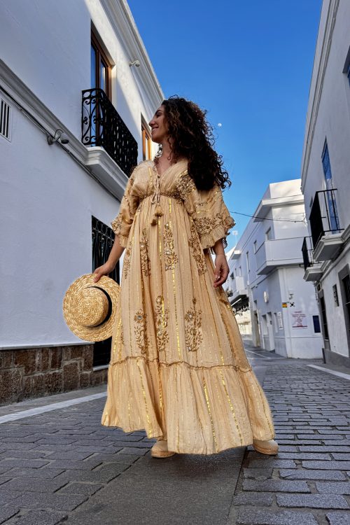 Vestido Italia boho dorado