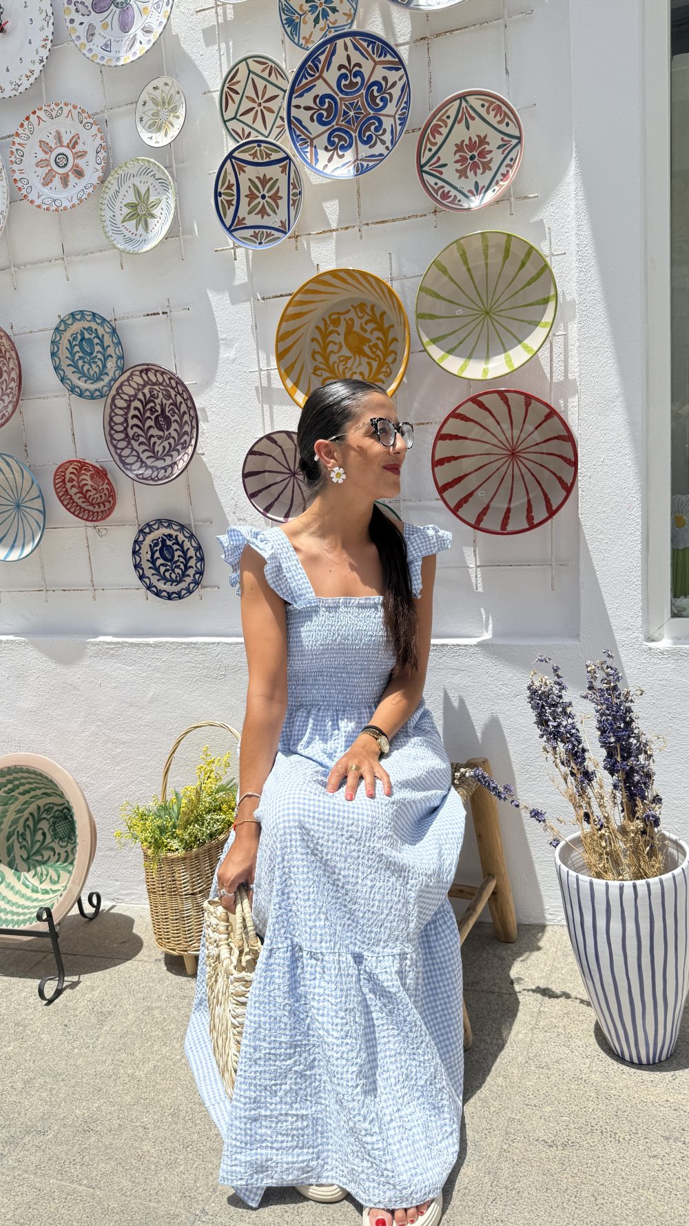 Vestido Vichy celeste