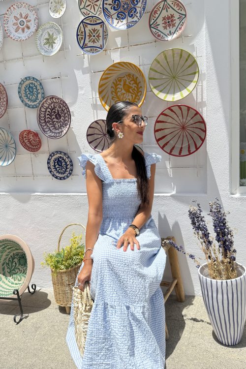 Vestido Vichy celeste