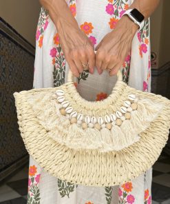 Bolso de rafia conchas