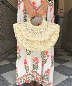 Alternative view of Bolso de rafia conchas