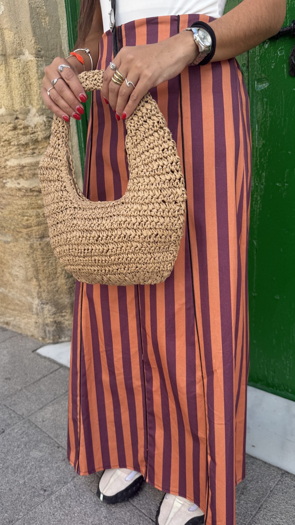 Falda vaquera rayas terracota