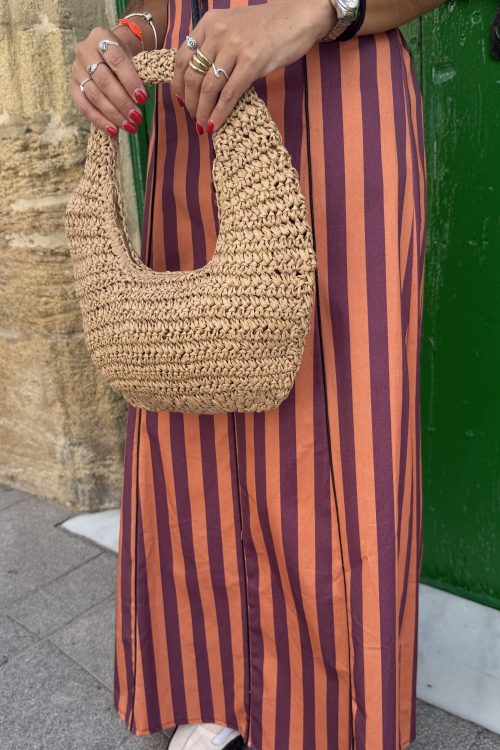 Falda vaquera rayas terracota