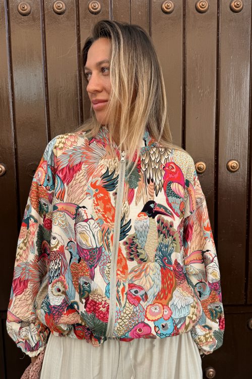 Bomber reversible Tropical beis