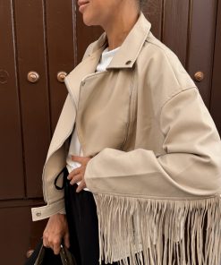 Chaqueta de cuero sintético flecos