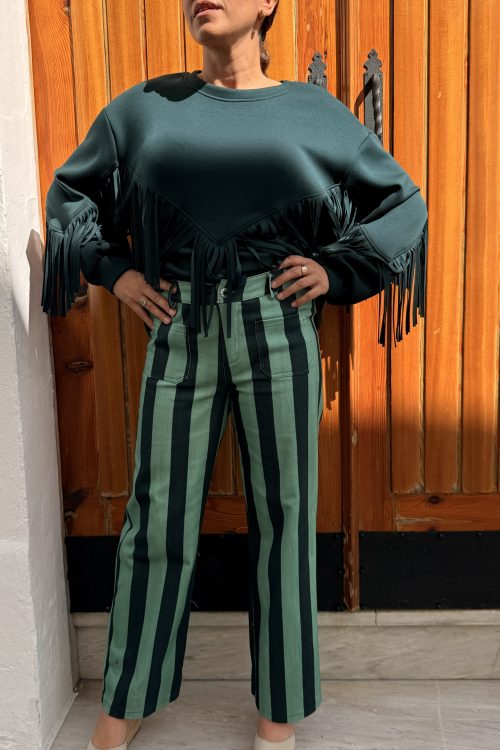 Vaqueros de rayas Zulu verde