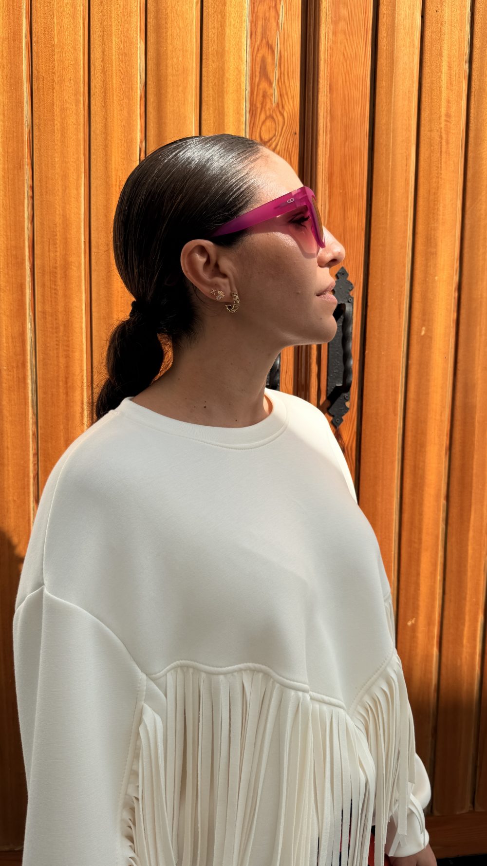Sudadera flecos blanca - Imagen 3