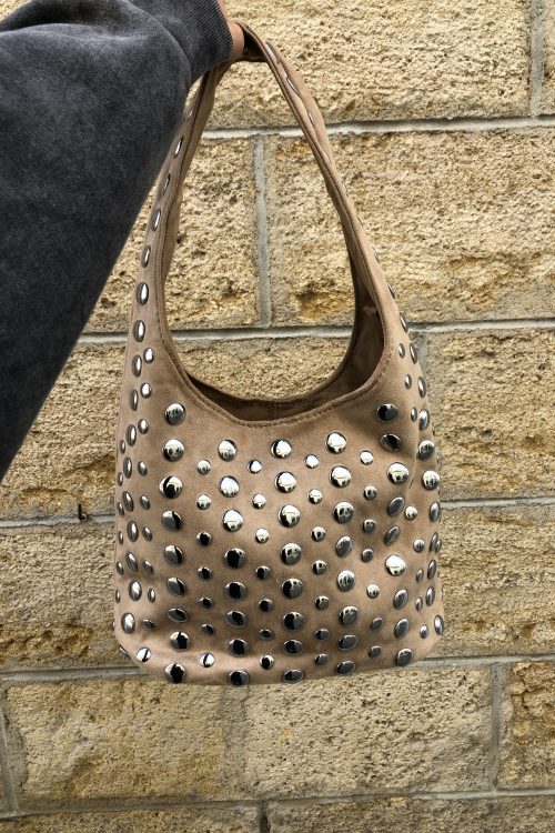 Bolso de mano velour beige