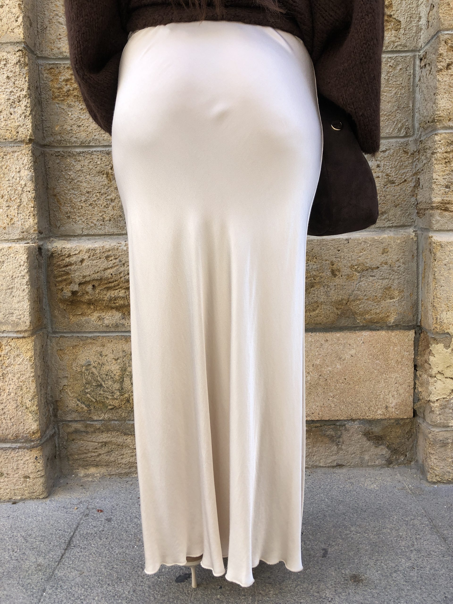 Falda satén champán - Imagen 2