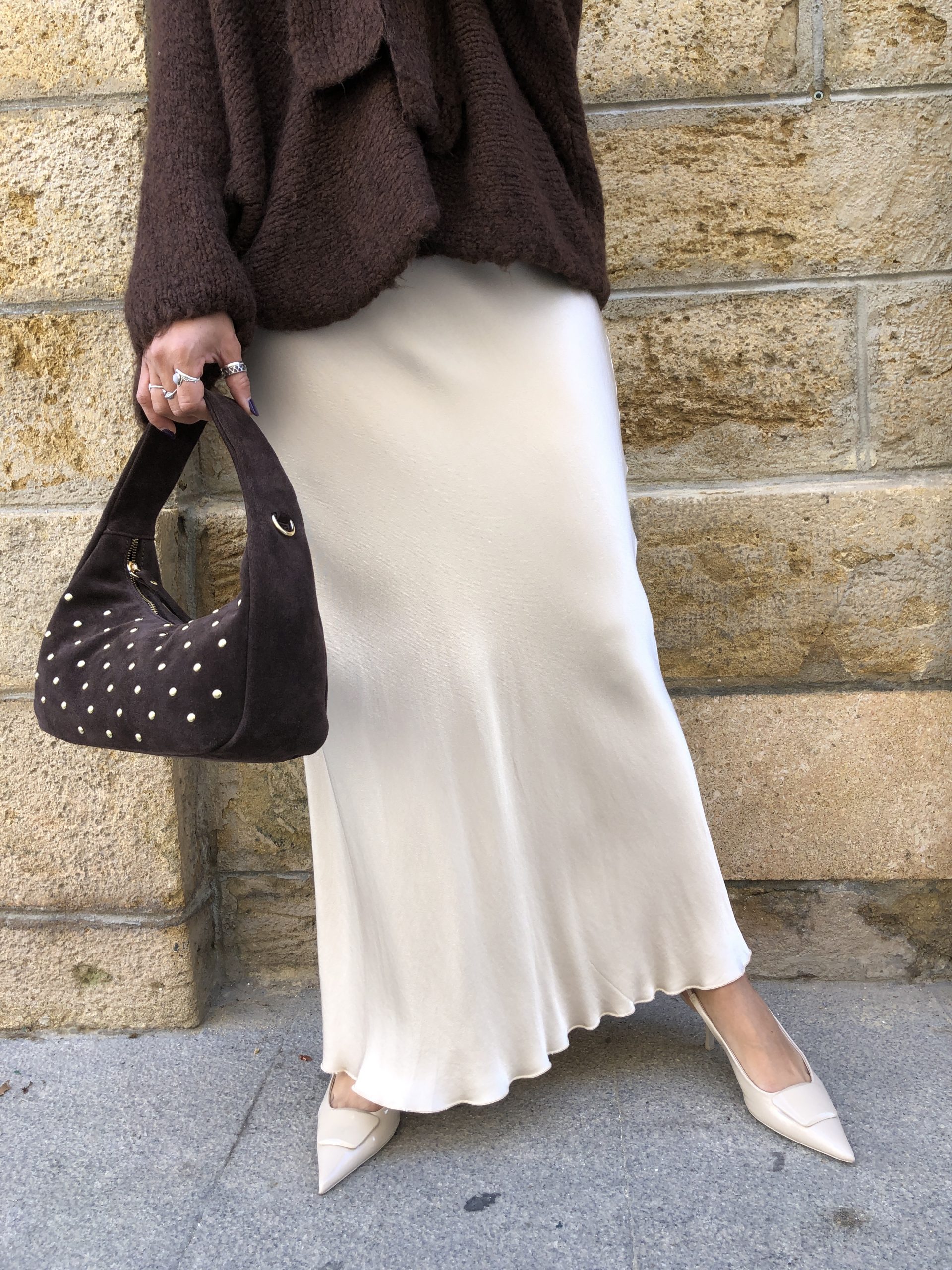 Falda satén champán - Imagen 4