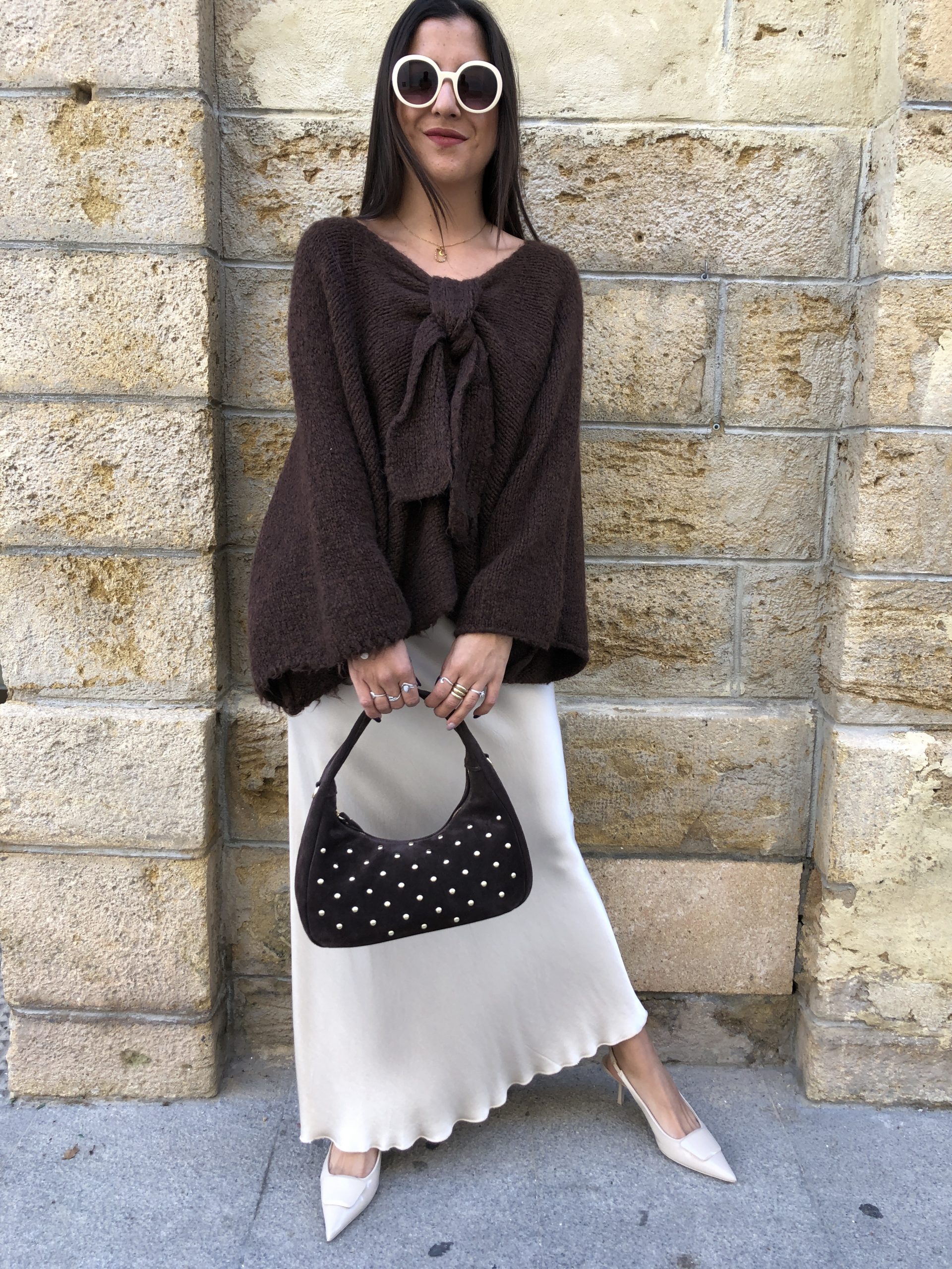 Falda satén champán - Imagen 3