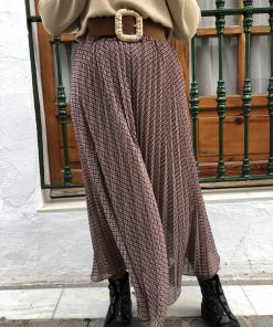 Alternative view of Falda Midi Plisada Microcuadro