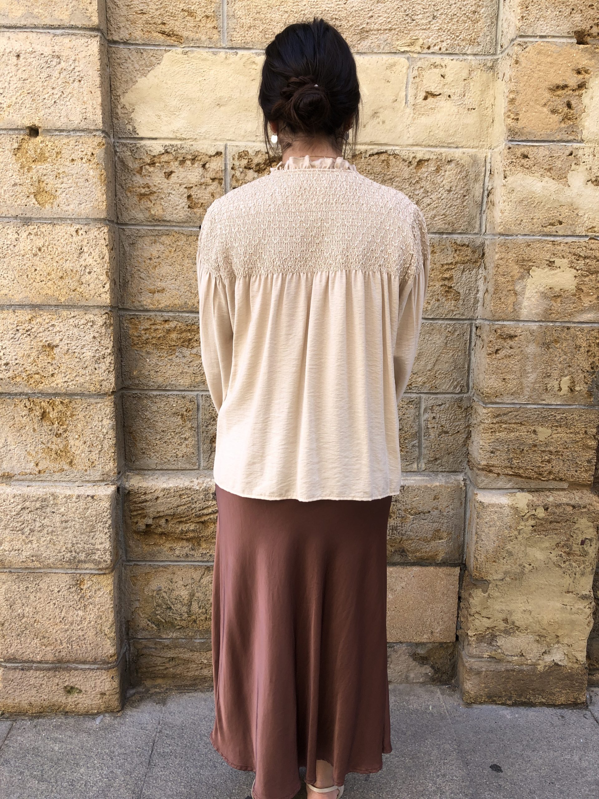 Falda satén marrón - Imagen 3