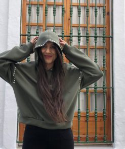 Sudadera kaki tachuelas