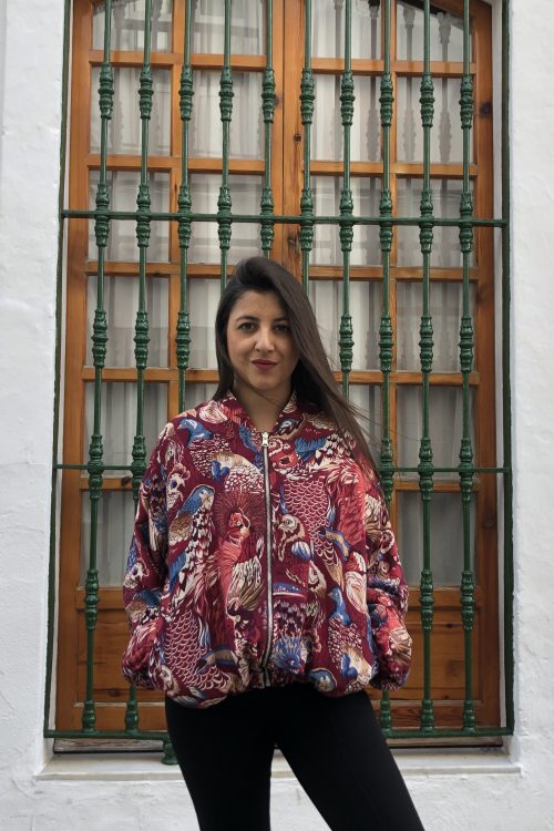 Bomber reversible Tropical burdeos