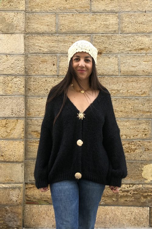 Cárdigan a punto Luna negro