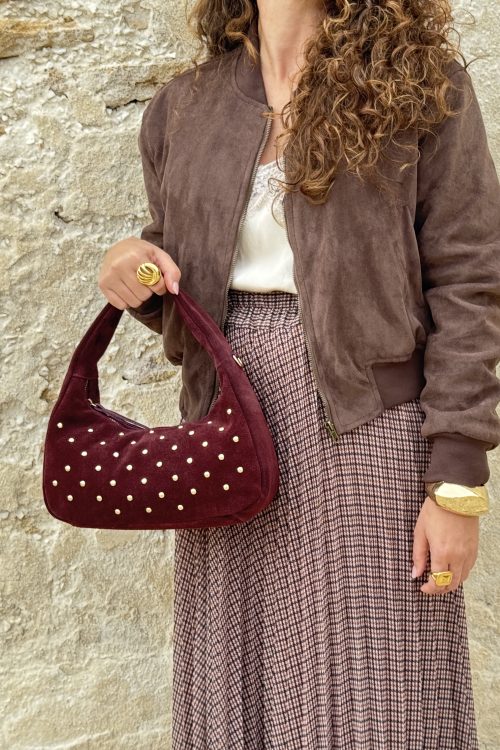 Bolso de ante burdeos