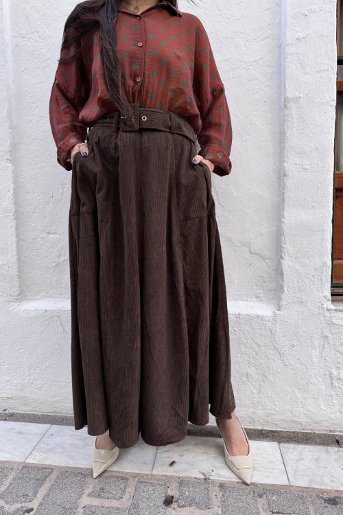 Falda de pana marrón chocolate