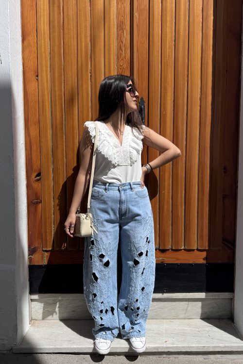 Vaquero bordado floral