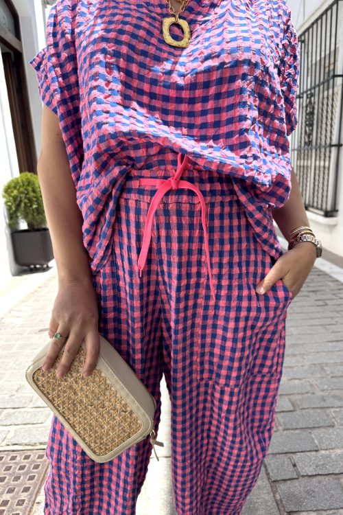 Pantalón Cuadros Rosa