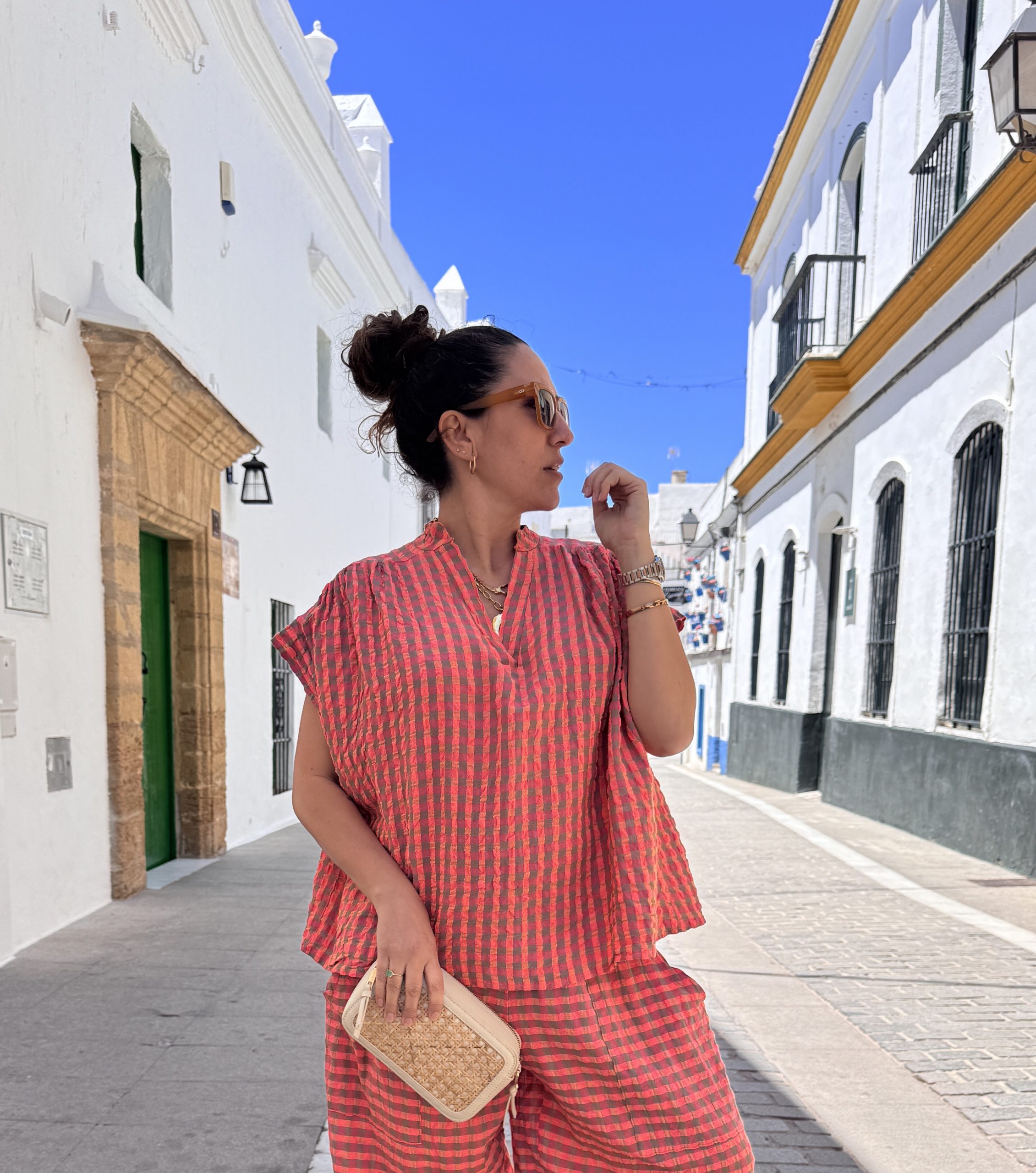 Camisa Cuadros Coral