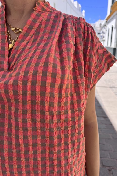 Alternative view of Camisa Cuadros Coral