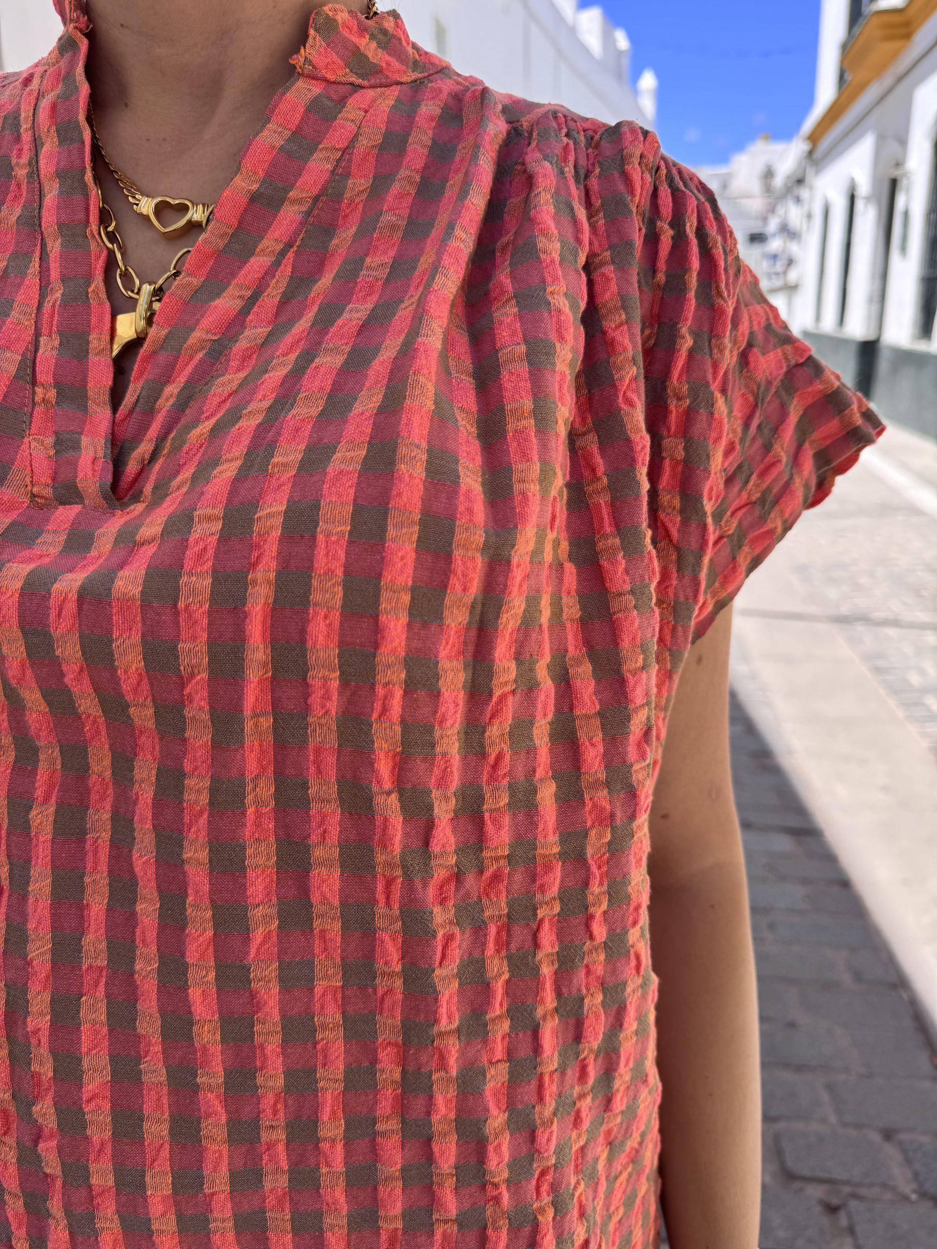 Camisa Cuadros Coral - Imagen 2