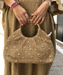 Bolso Tote Trenzado con Detalles Dorados